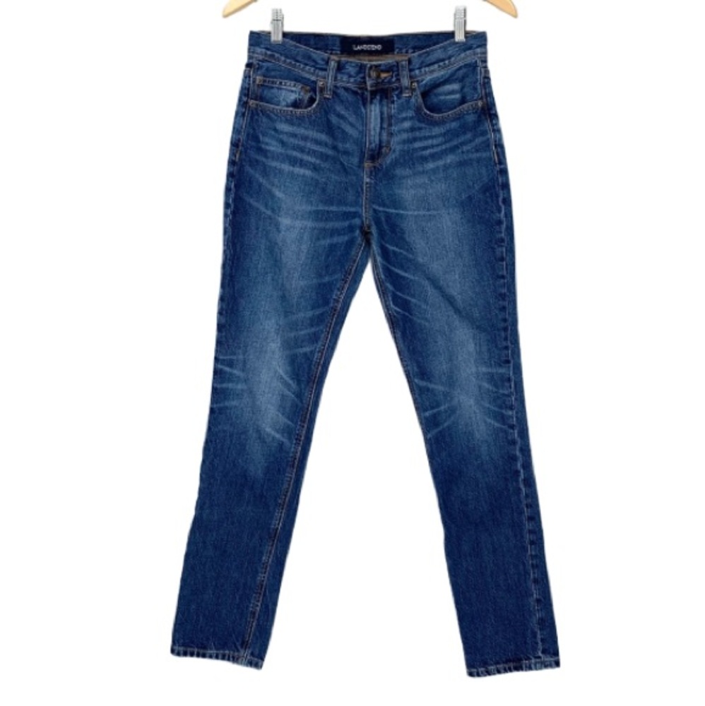 Lands’ End Straight Taper Medium Wash Classic Blue Jeans Mid To High Rise Size 2